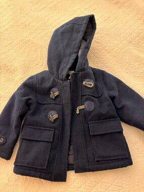 Navy Hooded Toggle Coat